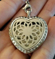 Heart Lotus Rhinestone Essential Oil Diffusing Locket