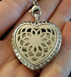 Heart Lotus Rhinestone Essential Oil Diffusing Locket