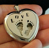 Heart LOVE Pregnancy BABY Feet Essential Oil Diffusing Locket