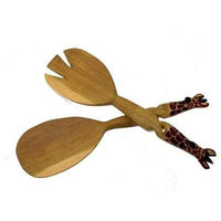 Hand-Carved Giraffe Salad Serving Set Handmade and Fair Trade