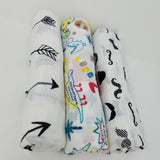 100% Organic Muslin Swaddle Wraps Set of 3 GOTS Certified Baby Gift