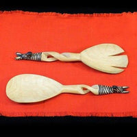 Hand-Carved Zebra Salad Tongs Handmade and Fair Trade