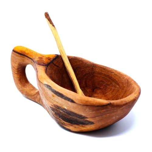 Reclaimed Olive Wood Salt Pot and Spoon - Kahero