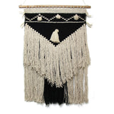 Handwoven Boho Wall Hanging, Charcoal & Cream