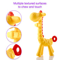 Giraffe Baby Teether Natural & Organic BPA-Free Silicone for Infant Teething Relief | Freezable and Dishwasher-Safe | Cute Chew Toys for Boys, Girls, Babies, Toddlers, Newborn