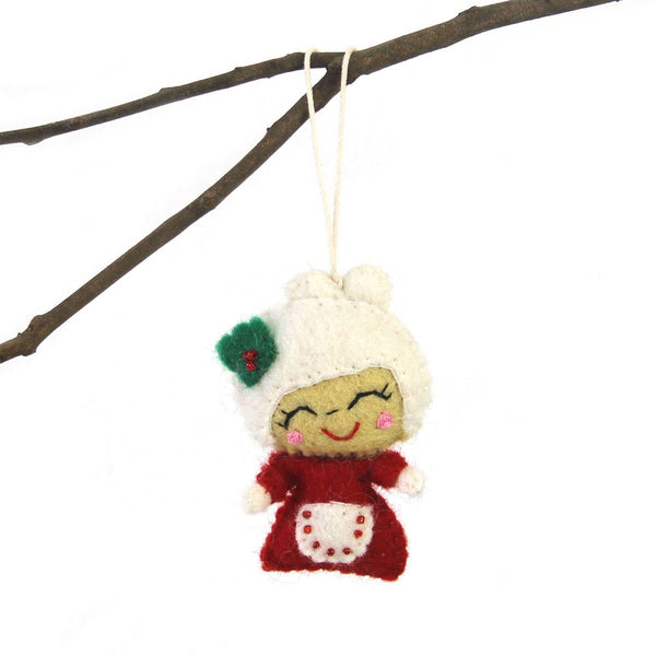 Hand Felted Christmas Ornament: Mrs. Claus - Global Groove (H)