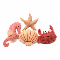 Hand-felted Seashore Napkin Rings, Set of Four Designs - Global Groove (T)