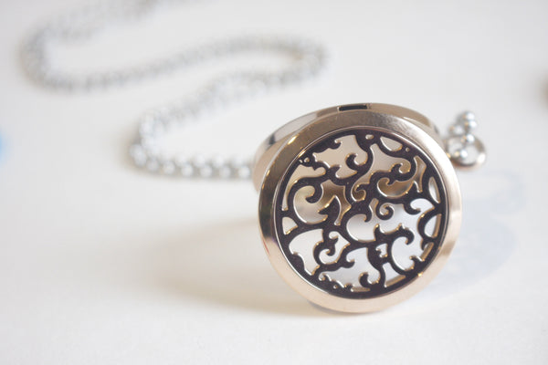 Swirl Filigree Rose Gold Essential Oil Diffusing Locket