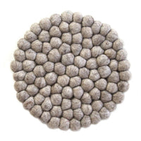 Hand Crafted Felt Ball Coasters from Nepal: 4-pack, Light Grey - Global Groove (T)