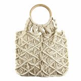 Macrame Bag with Wooden Handle