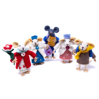 Family of Mice Handmade Fel Collectibles, Set of Five