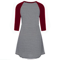 Womens Long Sleeve Stripe Maternity Nursing Dress for Breastfeeding nightgown sleepwear