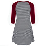 Womens Long Sleeve Stripe Maternity Nursing Dress for Breastfeeding nightgown sleepwear