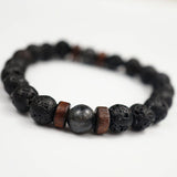 Natural Lava and Wood Stone Strand Bracelet