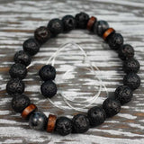 Natural Lava and Wood Stone Strand Bracelet