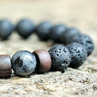 Natural Lava and Wood Stone Strand Bracelet