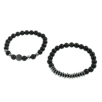 2pcs/Set Unisex Natural Stone Lava Rock Bracelets Couples Jewelry