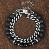 Men's Lava Stainless Steel Link Bracelet